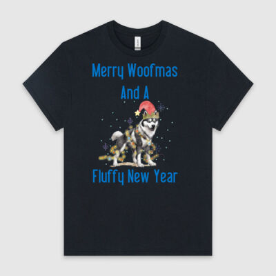 Merry Woofmas, and a Fluffy New Year men's T-Shirt Thumbnail